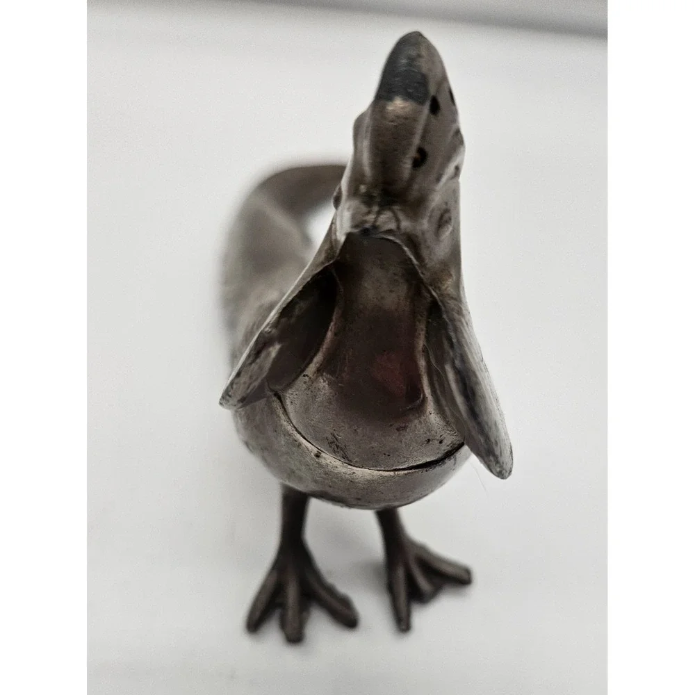 Vintage Metal Pheasant Made in USA 430 Silver Tone Bird Figurine